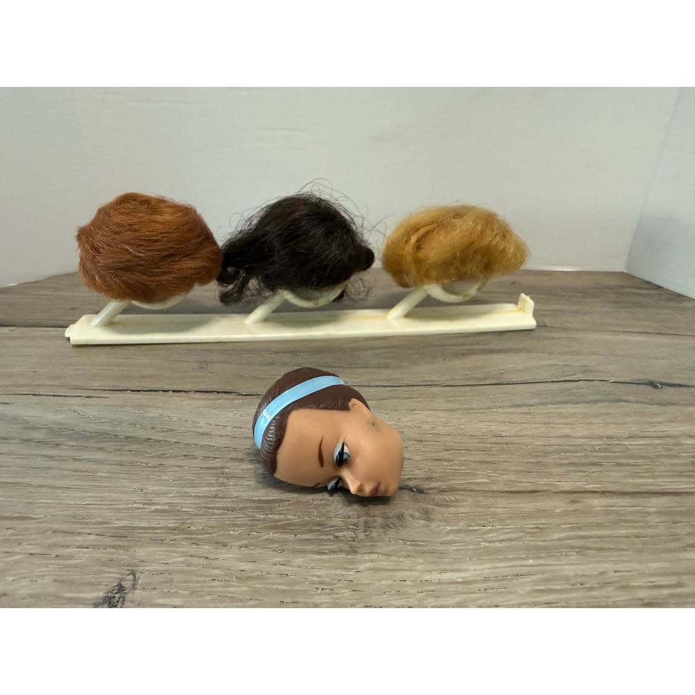 Vintage 1963 Mattel Barbie Fashion Queen Head with 3 Wigs and Stand 870